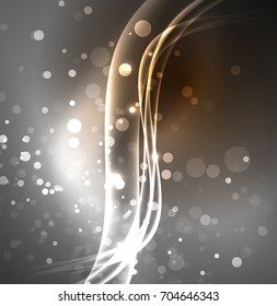 Energy lines, glowing waves in the dark, vector abstract background. Vector business or technology presentation design template, brochure or flyer pattern, or geometric web banner