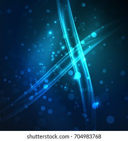 Líneas de energía, ondas brillantes en el fondo oscuro, vector abstracto. Plantilla de diseño de presentación de vocabulario o tecnología, patrón de folleto o volante, o banner web geométrico
