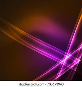 Líneas de energía, ondas brillantes en el fondo oscuro, vector abstracto. Plantilla de diseño de presentación de vocabulario o tecnología, patrón de folleto o volante, o banner web geométrico