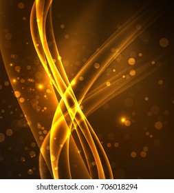 Líneas de energía, ondas brillantes en el fondo oscuro, vector abstracto. Plantilla de diseño de presentación de vocabulario o tecnología, patrón de folleto o volante, o banner web geométrico