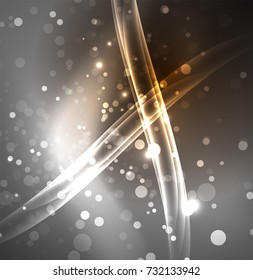 Energy lines, glowing waves in the dark, vector abstract background. Vector business or technology presentation design template, brochure or flyer pattern, or geometric web banner