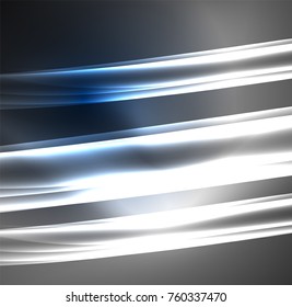 Energy lines, glowing waves in the dark, vector abstract background. Vector business or technology presentation design template, brochure or flyer pattern, or geometric web banner