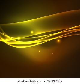 Energy lines, glowing waves in the dark, vector abstract background. Vector business or technology presentation design template, brochure or flyer pattern, or geometric web banner