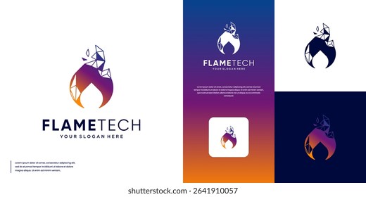 energy logo with the concept of hot fire, modern technology, innovation, graphic design template.