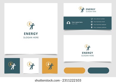 Energy logo design with editable slogan. Branding book and business card template.