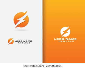 Design des Energiemblems. Flash-Symbol. Power-Logo. Ältetisch. Kreis. Farbiges Energiemodell. Blitz. Volt Energie. Premium-Vorlage