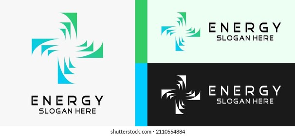 plantilla de diseño de logotipo de energía con un concepto creativo en forma de signo más o cruzado. ilustración de logotipo de vector premium