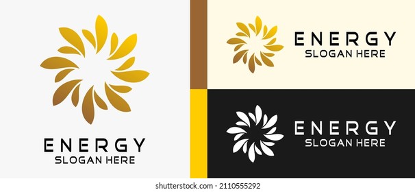 energy logo design template with creative abstract concept in the form of flowers. premium vector logo illustration