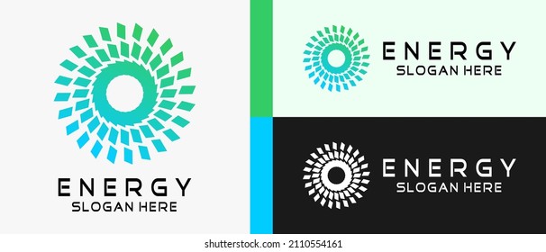 energy logo design template with rotating parallelogram element concept. premium vector logo illustration