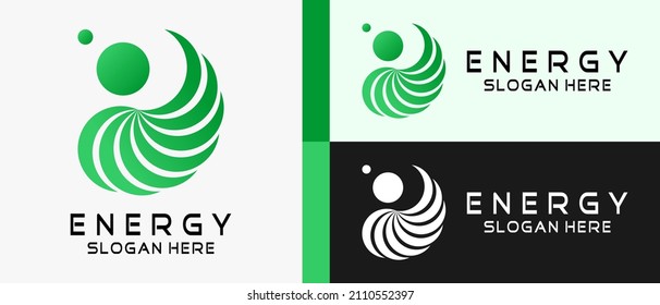 energy logo design template with wing and two dots element concept. premium vector logo illustration