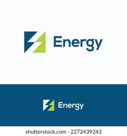 Energy logo. E lightning power logo template. Battery electric voltage sign.