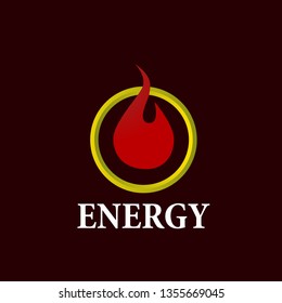 energy logo icon with fire illustration