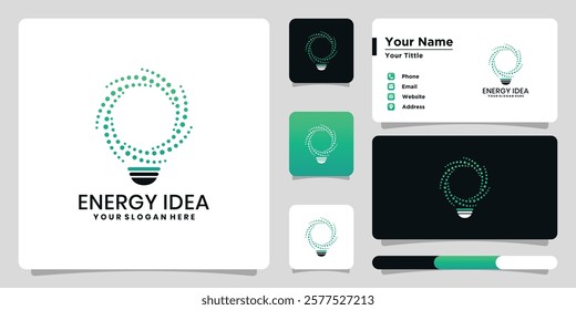 Energy logo with lightbulb and business card design template