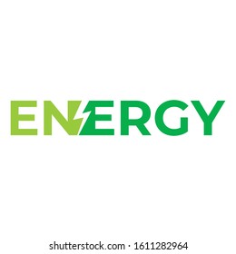 energy logo. energy and lightning symbol concept. green energy word