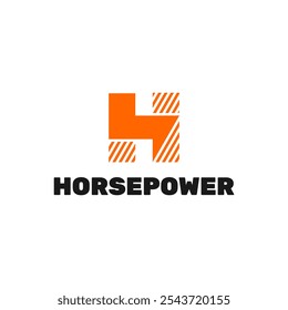 energy logo with power icon as letter H orange, grey colour, electric.