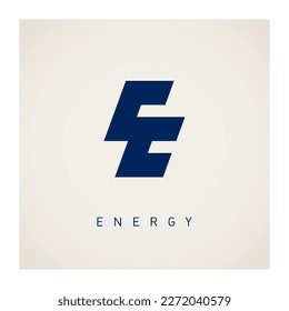 Energy - logo with stylised letter E in the shape of lightning. Logotype template for innovation technological project.