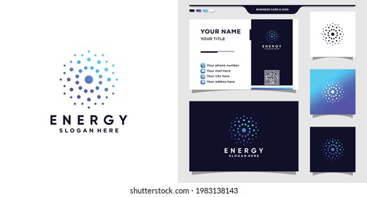 Energy logo for technology with creative dot concept and business card design. Premium Vector