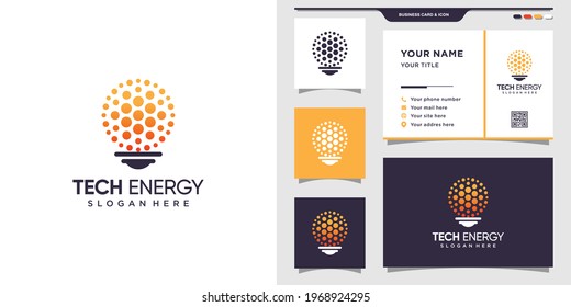 Energy logo for technology with light bulb style and business card design Premium Vector
