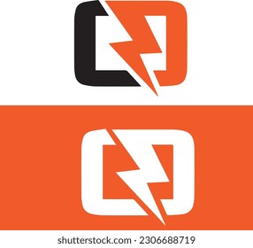Logotipo de energía con en archivo vectorial. Diseño de iconos de energía. Diseño inicial del logotipo del alfabeto energético.  Diseño de logotipo negro anaranjado. Energía en archivo vectorial.