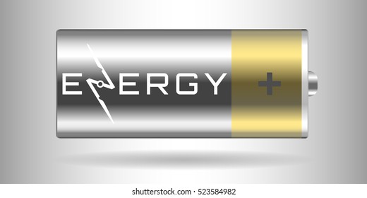 Energy logo with wind-driven generator against the background of the 3d battery