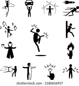 energy man icon in a collection with other items