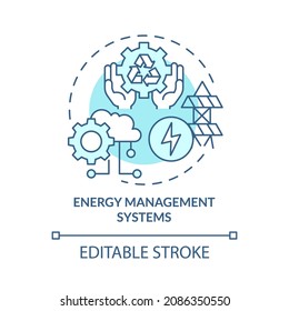 Energy management blue concept icon. Automation of energy measurement data collection. Urban services abstract idea thin line illustration. Vector isolated outline color drawing. Editable stroke