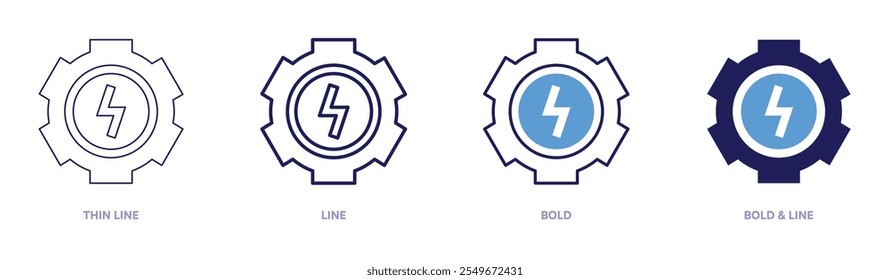 Energy management icon in 4 different styles. Thin Line, Line, Bold, and Bold Line. Duotone style. Editable stroke.