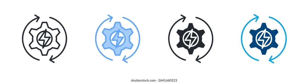 Energy Management Icon Set Multiple Style. Design In Outline, Blue, Glyph, Dualtone