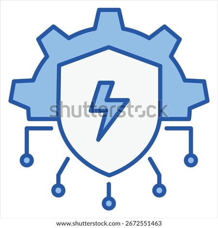 Energy Management System Blue White Single Icon Illustration