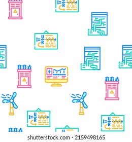 Energy Manufacturing Vector Seamless Pattern Color Line Illustration