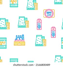 Energy Manufacturing Vector Seamless Pattern Color Line Illustration