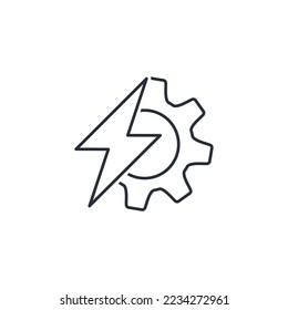 Energy in the mechanism. Vector linear icon isolated on white background.