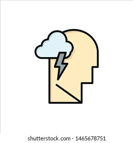 Energy, Mental, Mind, Power  Flat Color Icon. Vector icon banner Template. Vector Icon Template background