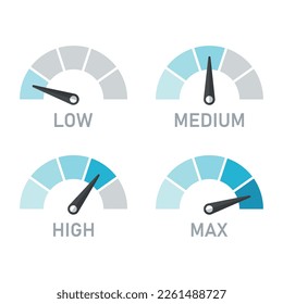 Energy meter icon in flat style. Gauge level vector illustration on isolated background. Speedometer sign business concept.