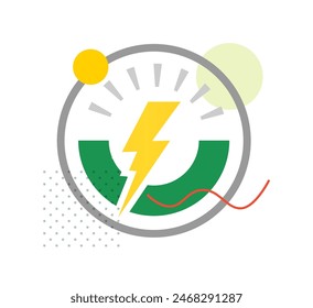 Energy Meter Icon with Lighting Bolt - Stock Icon as EPS 10 File