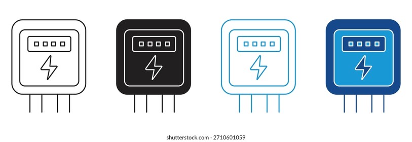 Energiemesser-Symbol - Sammlung mehrerer Stile. Vektorgrafik.