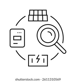 energy modeling audit line icon vector. energy modeling audit sign. isolated contour symbol black illustration