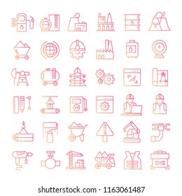 energy oil and gas icons, red line design