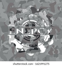 Energy on grey camouflage pattern