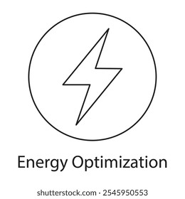 Energy Optimization Icon  Lightning Bolt in Circle Representing Efficient Power Use.