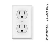Energy outlet face. Electric socket Type B white frame, ac electrical wall plate, household lighting plug power outlets cover vector illustration