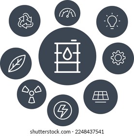 Energy - outline icon set vector design