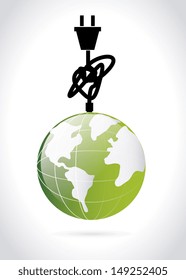 energy planet over gray background vector illustration 