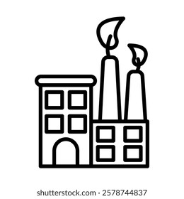 Energy Plant Vector Line Icon Design