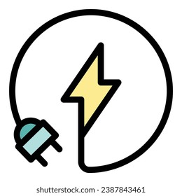 Umrissvektor für Energiestecker-Symbole. Stromstand. Batterieflaeche aufladen