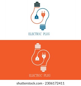 Energy Plug-Logo mit in Vektordatei. Design des Energy-Plug-Icons Energie-Stecker Anfangsalphabet Logo Design. Orangefarbenes blaues Logo-Design. Energiestecker-Vektordatei.