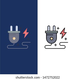 Energy, Plug, Power, Nature  Icons. Flat and Line Filled Icon Set Vector Blue Background