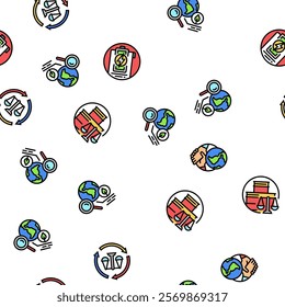 energy policy infrastructure vector seamless pattern thin line illustration