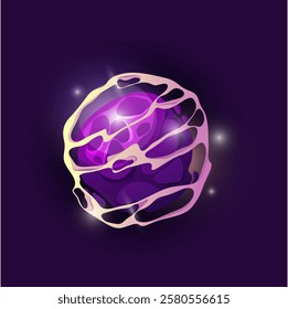 Energy power ball with shining and glowing mist or haze. Vector isolated electric discharge sphere with sparks and plasma or flame. Cosmos theme, assets for cosmic futuristic or fantasy landscape