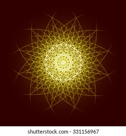 Energy power bright burst star space explosion pattern geometrical abstract light background gold. Vector illustration